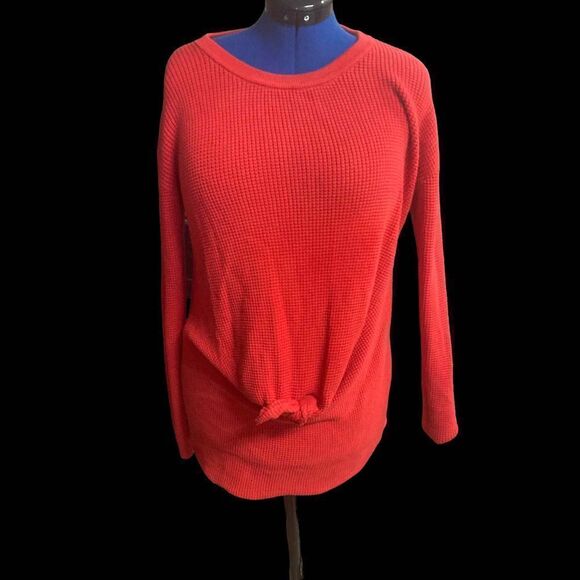 Sexy Bow Tie Pullover Sweater Long Sleeves Size Large Red - Picture 2 of 9